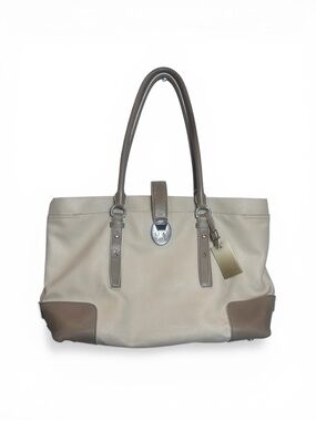 Tumi Two-Tone Grey Cream Leather Tote